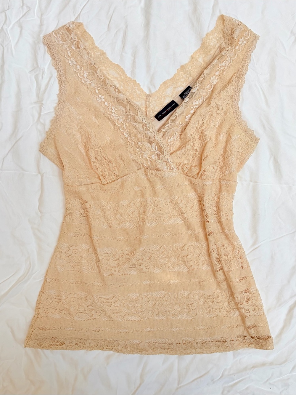 Vintage Cream Size S V-Neck Chemise Tank